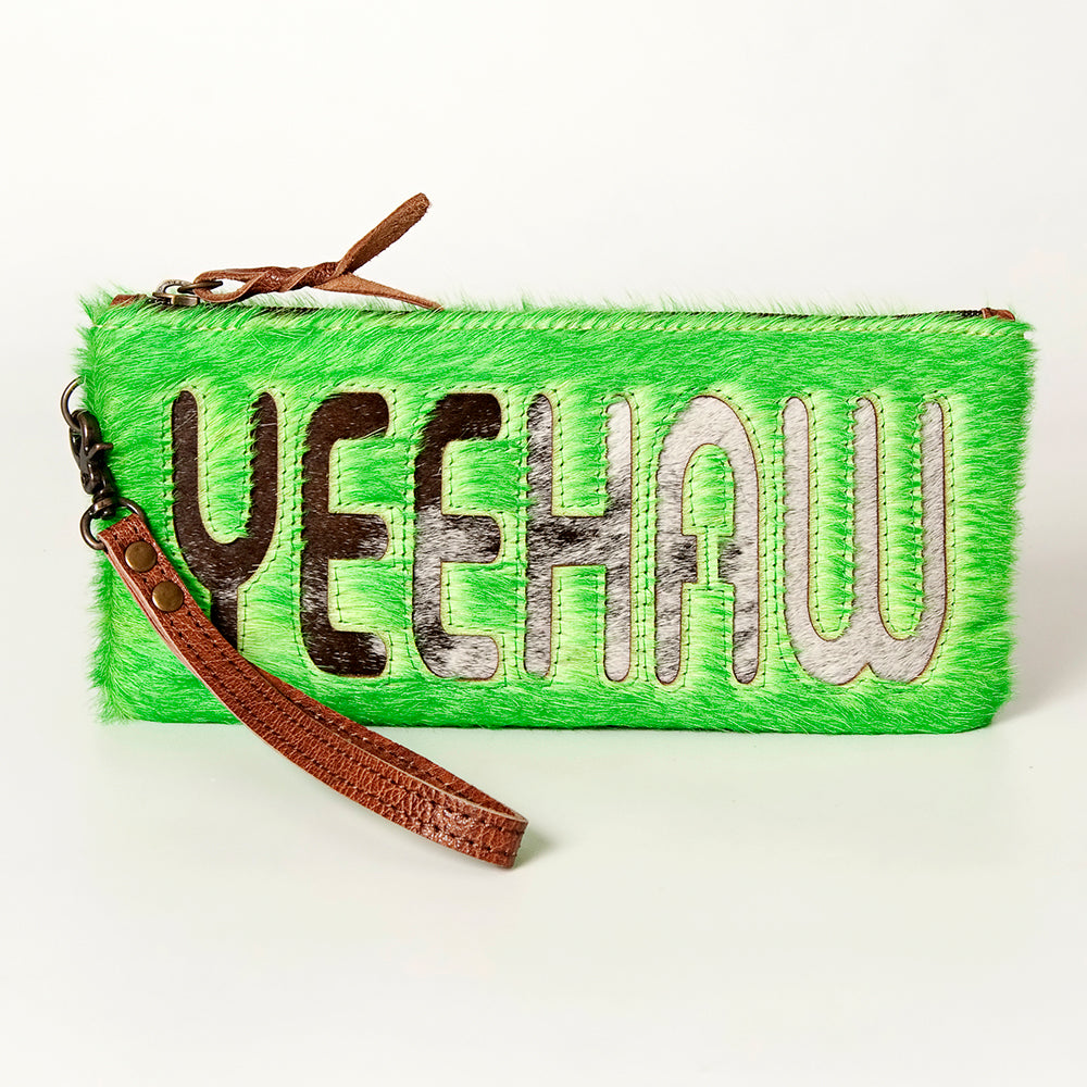 ADBG344 Hair-On Hide Rodeo Wristlet Clutch with Leather Strap