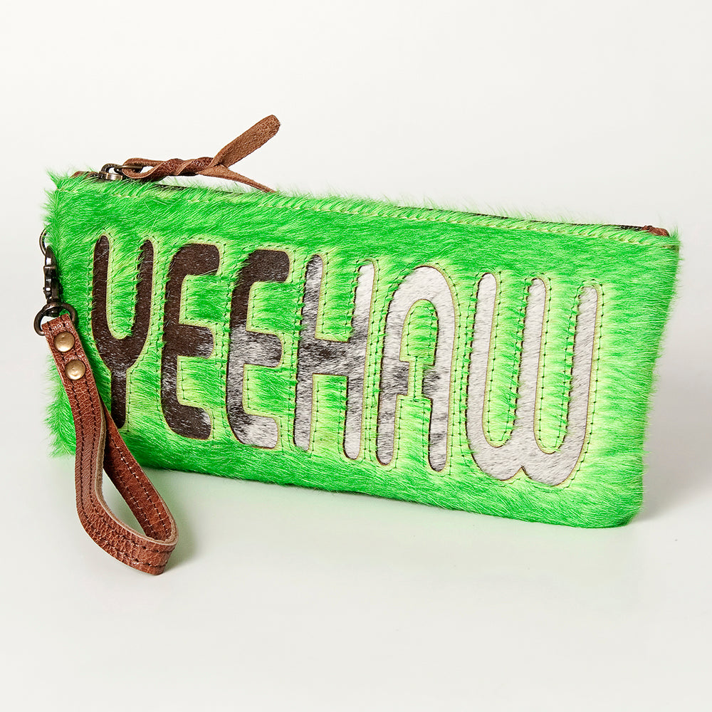 ADBG344 Hair-On Hide Rodeo Wristlet Clutch with Leather Strap