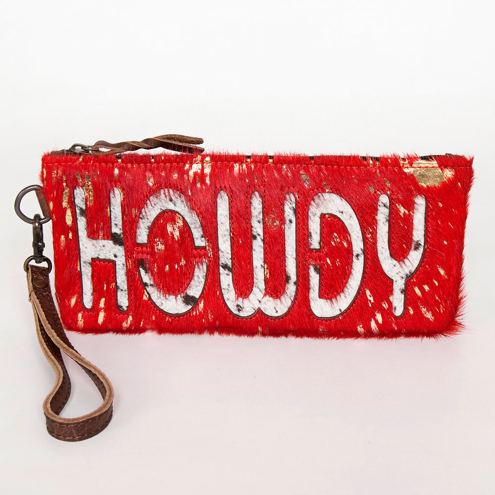 ADBG344 Hair-On Hide Rodeo Wristlet Clutch with Leather Strap