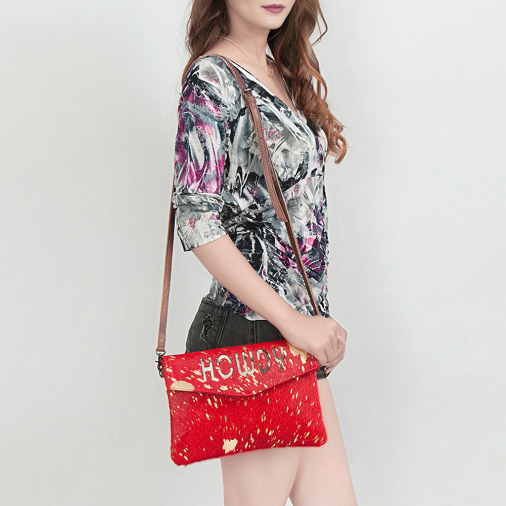 ADBGS178 Red Metallic Cowhide Envelope Crossbody - Western Leather Purse