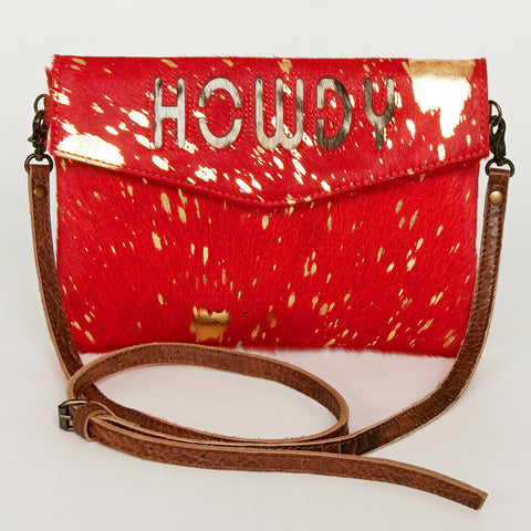 ADBGS178 Red Metallic Cowhide Envelope Crossbody - Western Leather Purse