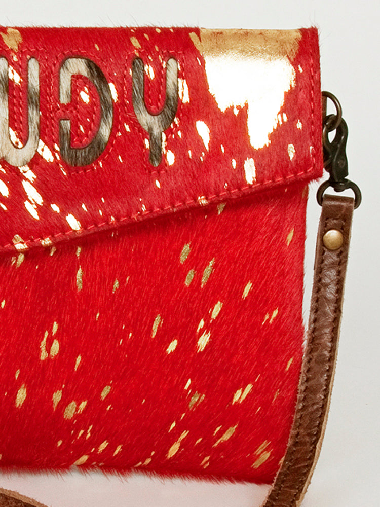 ADBGS178 Red Metallic Cowhide Envelope Crossbody - Western Leather Purse