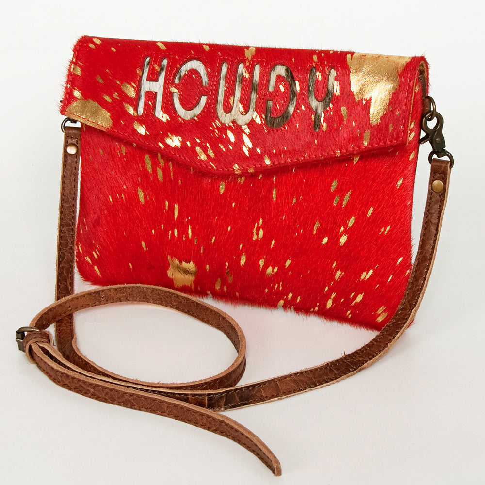 ADBGS178 Red Metallic Cowhide Envelope Crossbody - Western Leather Purse