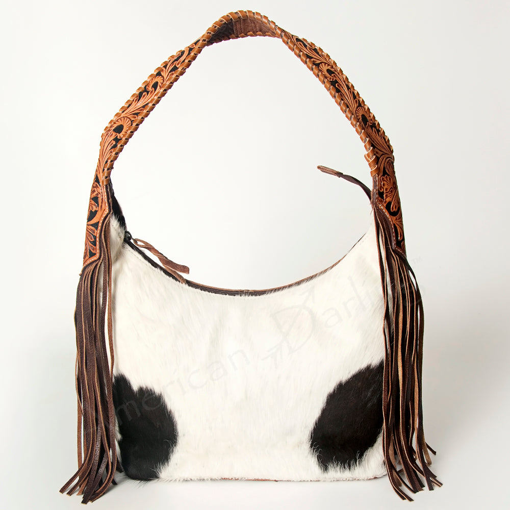 LC-ADBG803 Annie Western Hobo Bag Hair-On Cowhide & Tooled Leather Shoulder Purse