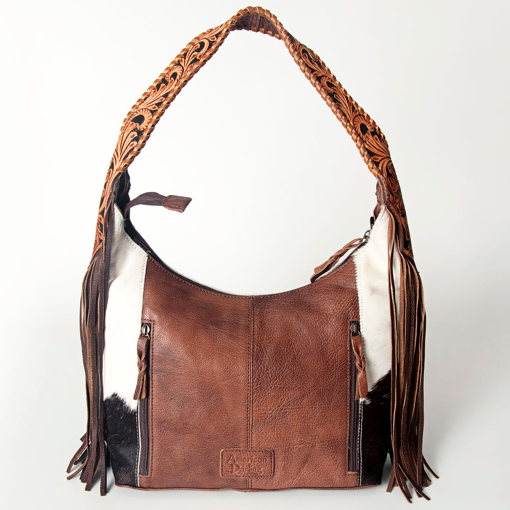 LC-ADBG803 Annie Western Hobo Bag Hair-On Cowhide & Tooled Leather Shoulder Purse