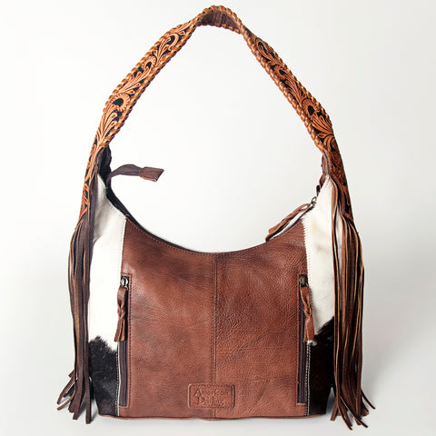 American Darling Western Hobo Bag Hair-On Cowhide & Tooled Leather Shoulder Purse