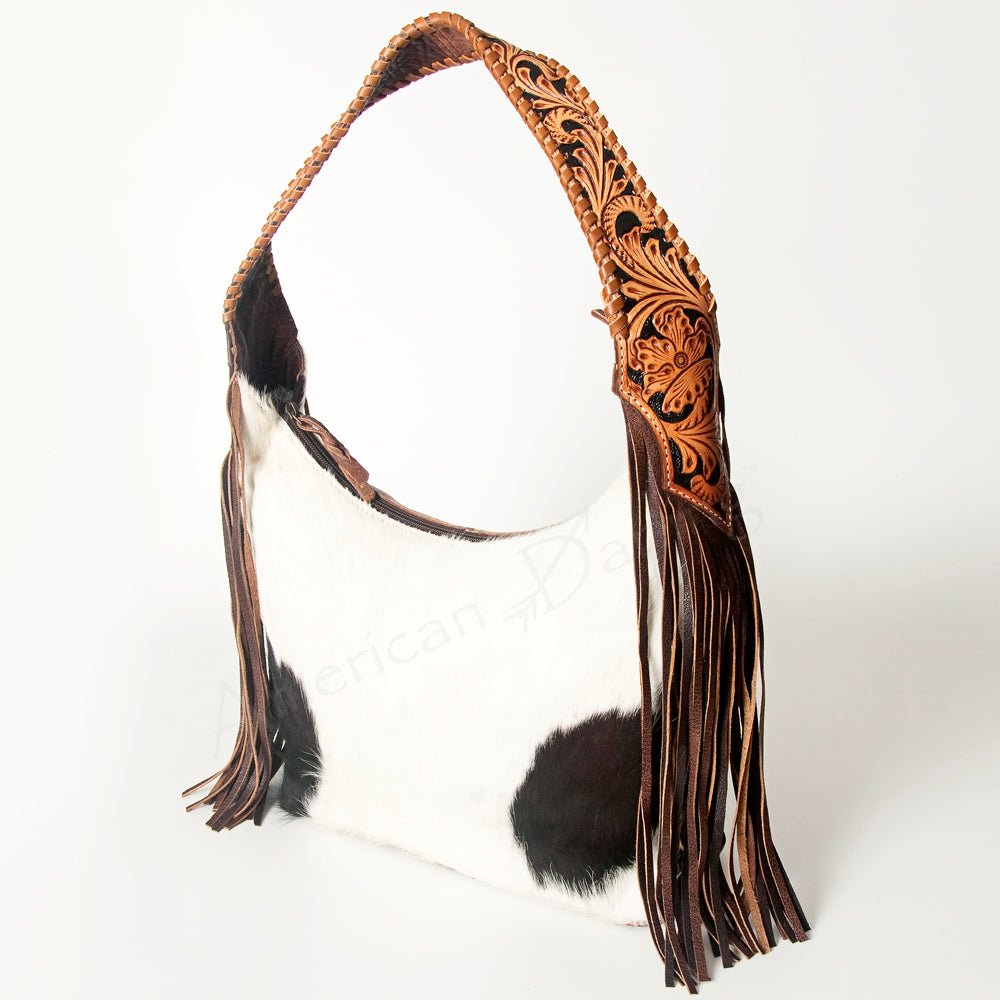 LC-ADBG803 Annie Western Hobo Bag Hair-On Cowhide & Tooled Leather Shoulder Purse