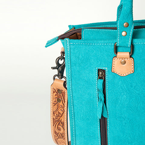 American Darling Western Leather Tote Bag - Hand Tooled Floral Carved Damascus Purse