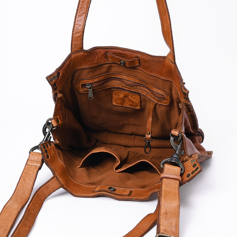 SWC133TAN Tote Genuine Leather women bag western Bag Betsy