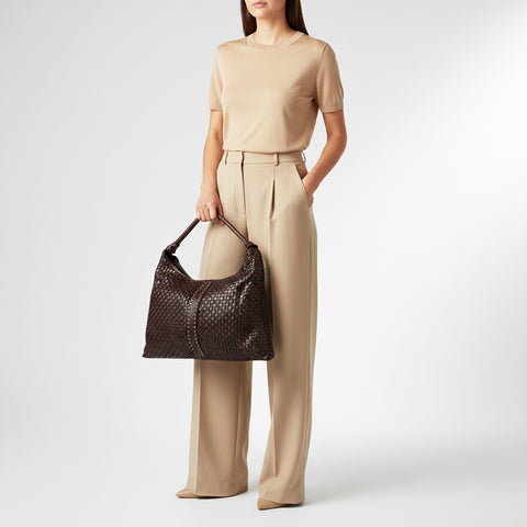 Artisan Woven Leather Hobo Bag