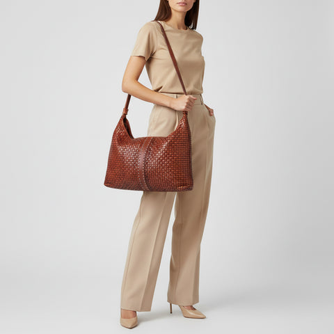 Artisan Woven Leather Hobo Bag