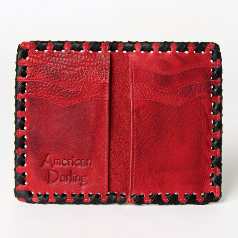 ADBGM246 Leather Whipstitch Wallet - Compact Horizontal Western Card Holder