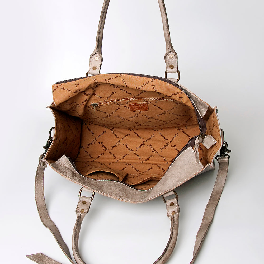 ADBG235 Genuine Crocodile Leather Tote Bag with Hand-Stitched Details & Adjustable Strap