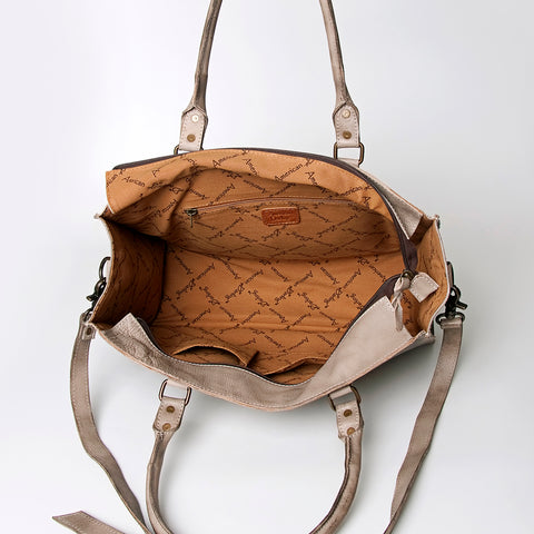 American Darling Western Leather Cross body Bag - Crocodile Embossed Braided Handbag