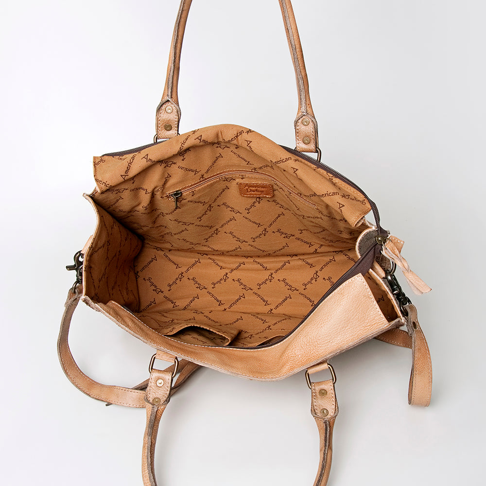 ADBG235 Genuine Crocodile Leather Tote Bag with Hand-Stitched Details & Adjustable Strap