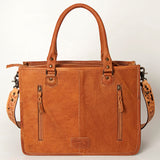 ADBG230 Western Leather Tote Bag with Saddle Blanket, Floral Design & Leather Fringes