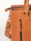ADBG230 Western Leather Tote Bag with Saddle Blanket, Floral Design & Leather Fringes