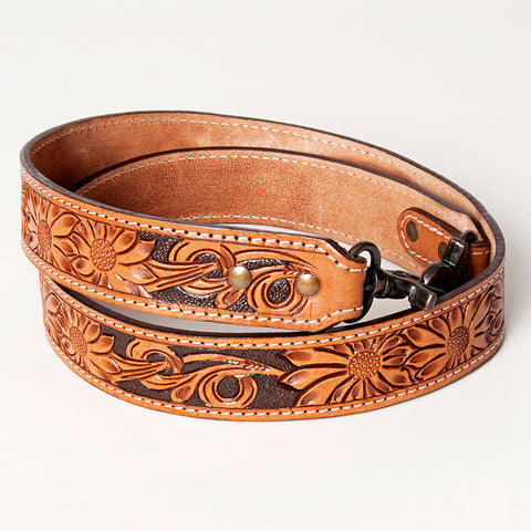 American Darling Western Leather Tote Bag - Hand Tooled Floral & Woven Saddle Blanket