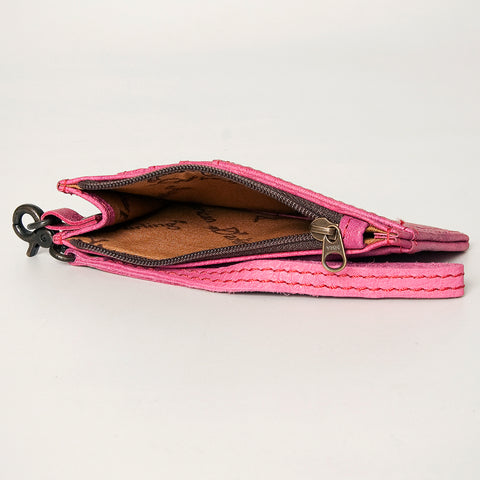American Darling Handcrafted Genuine Leather Card Holder Wristlet Slim Minimalist Case