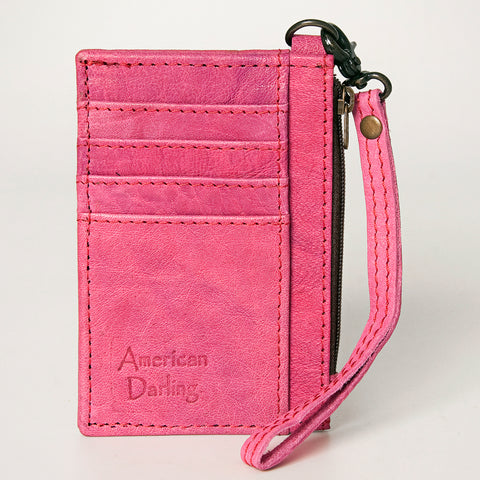 American Darling Handcrafted Genuine Leather Card Holder Wristlet Slim Minimalist Case