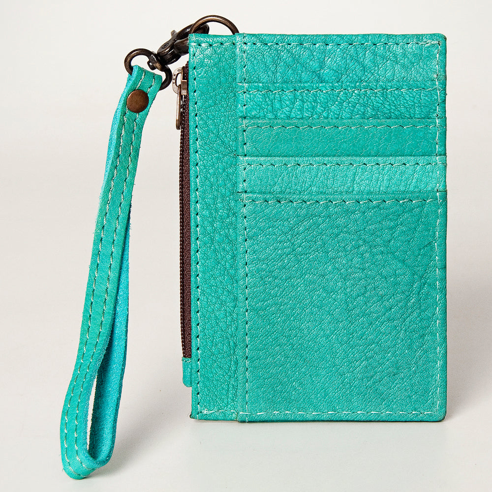 LC-ADBG814 Genuine Leather Slim Card Holder Wallet with Zipper Pocket