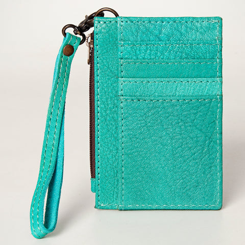 American Darling Genuine Leather Slim Card Holder Wallet with Zipper Pocket