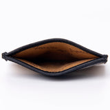 LC-ADBG817D Hair-On Cowhide & Black Genuine Leather Card Holder Wallet