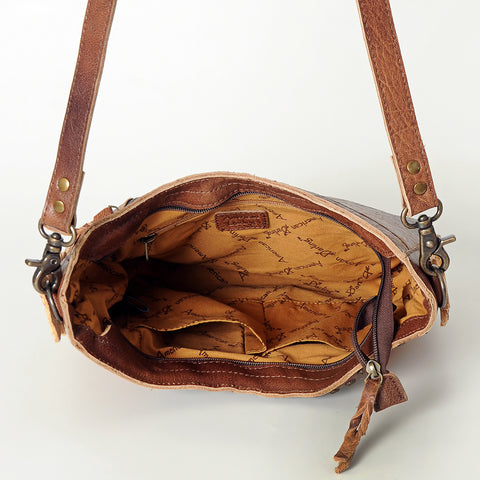 American Darling Handcrafted Hand Tooled Leather and Saddle Blanket Crossbody Bag