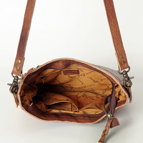 American Darling Handcrafted Hand Tooled Leather and Saddle Blanket Crossbody Bag
