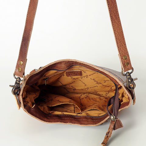 American Darling Handcrafted Hand Tooled Leather and Saddle Blanket Crossbody Bag