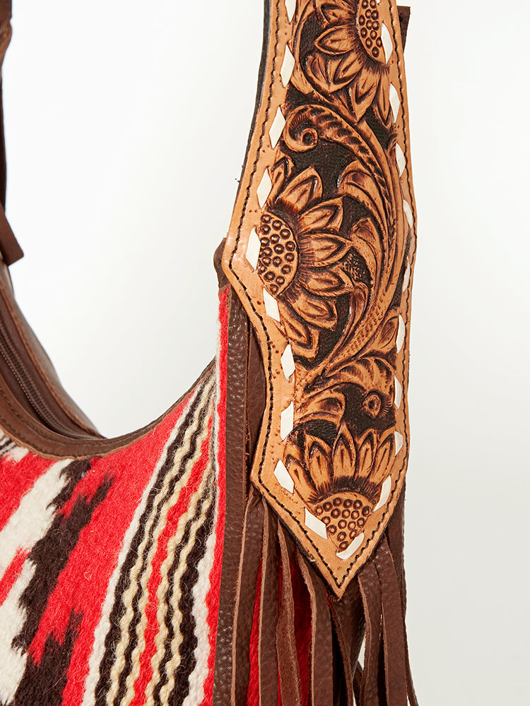 LC-ADBGA212 American Darling Hobo Bag Saddle Blanket with Tooled Leather & Fringe