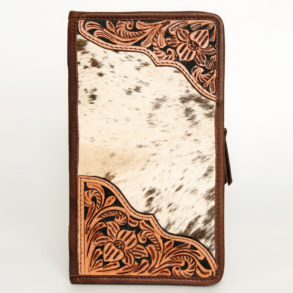 LC-ADBGA246 American Darling Jewelry Case Hand Tooled Floral Leather with Speckled Hair-On Hide