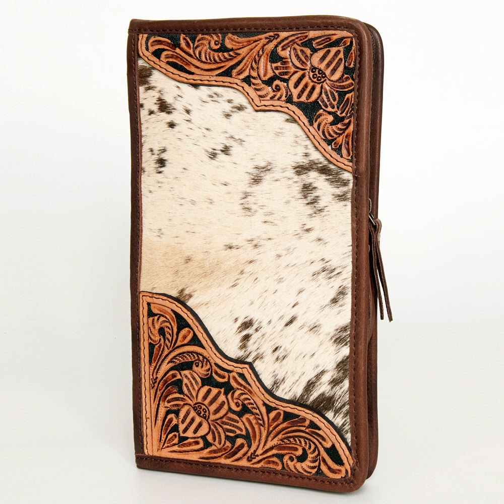 LC-ADBGA246 American Darling Jewelry Case Hand Tooled Floral Leather with Speckled Hair-On Hide
