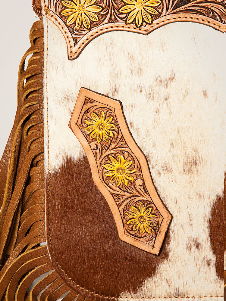 LC-ADBGA249 American Darling Fringe Chaps Bags Hand Tooled Hair-On Genuine Leather