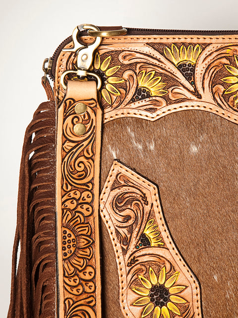 American Darling Hair-On Cowhide Chaps Bag Hand Tooled Genuine Leather