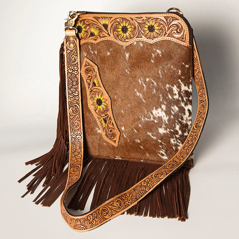American Darling Hair-On Cowhide Chaps Bag Hand Tooled Genuine Leather