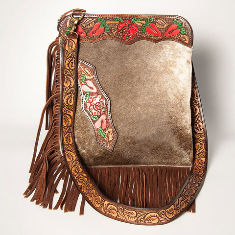 American Darling Hair-On Cowhide Chaps Bag Hand Tooled Genuine Leather