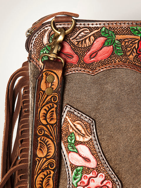 American Darling Hair-On Cowhide Chaps Bag Hand Tooled Genuine Leather