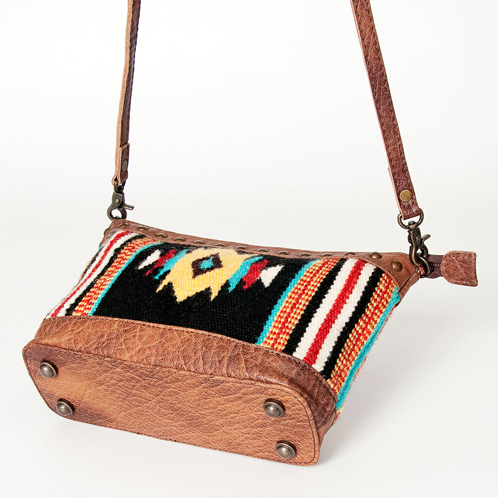 LC-ADBG783 Southwestern Crossbody Bag with Tooled Leather & Rivet Accents American Darling