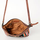 LC-ADBG783G Southwestern Saddle Blanket Crossbody Bag with Genuine Leather Trim