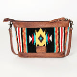 LC-ADBG783G Southwestern Saddle Blanket Crossbody Bag with Genuine Leather Trim