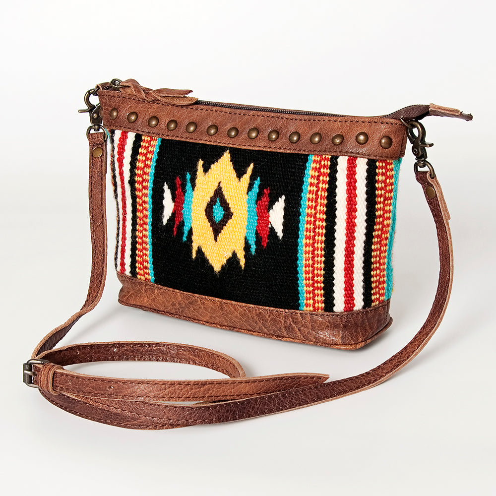 LC-ADBG783 Southwestern Crossbody Bag with Tooled Leather & Rivet Accents American Darling
