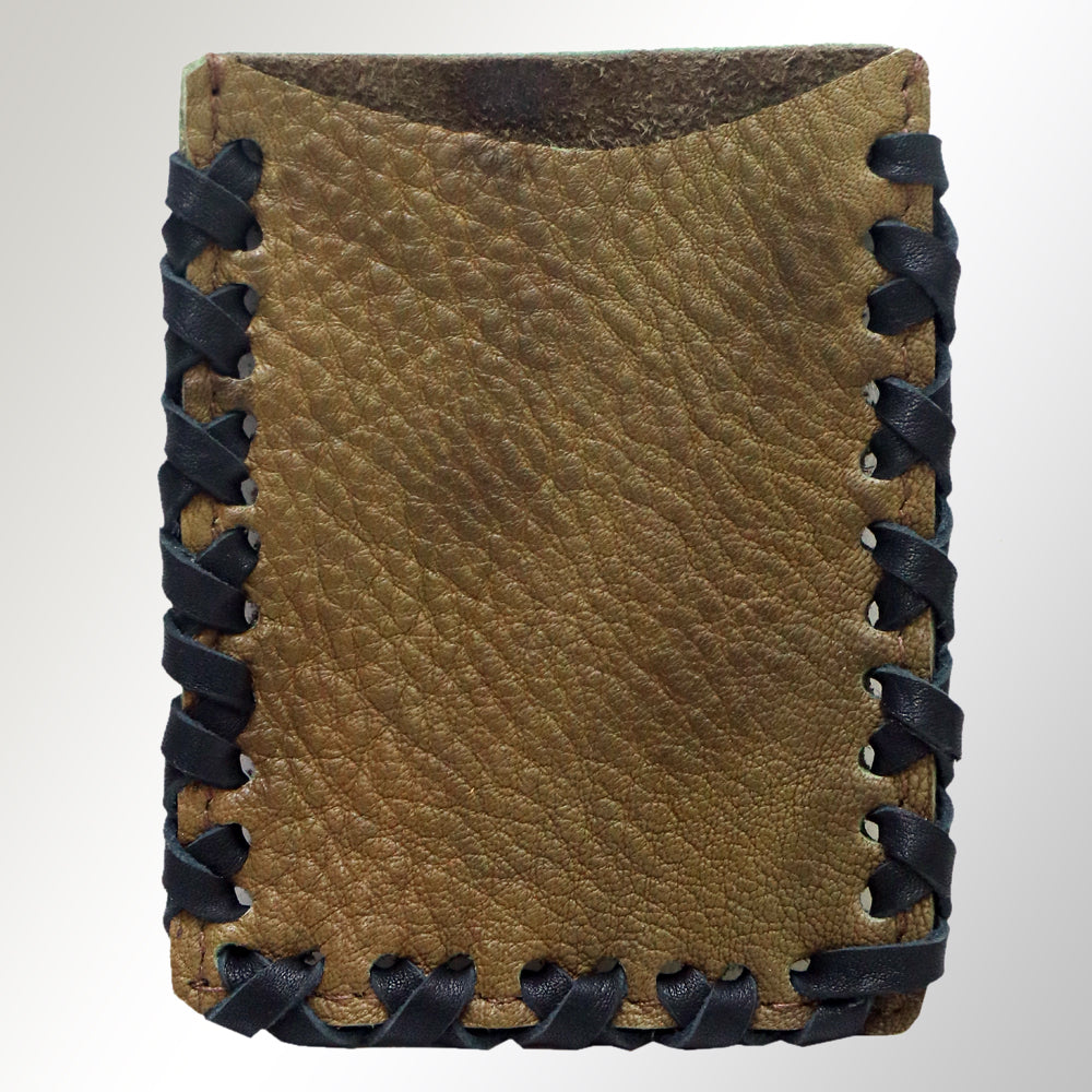 ADCCM103 Rustic Hand-Stitched Leather Card Holder - Western Minimalist Wallet