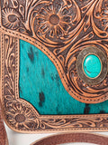 ADBG826 Tooled Leather & Hair-On Crossbody Bag Western Cowhide Shoulder Purse