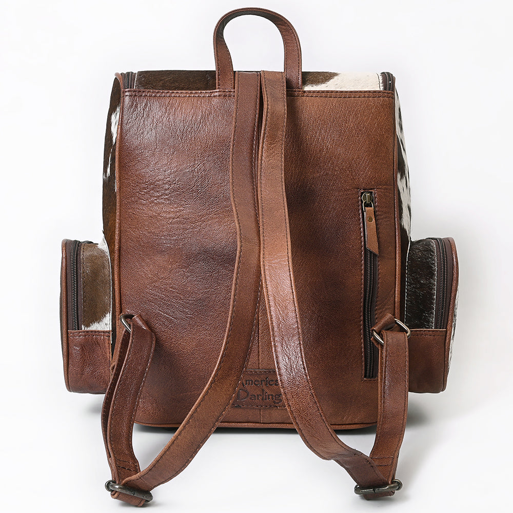 ADBG860A Western Cowhide Leather Backpack with Hand-Tooled Floral Accents & Turquoise Stone Becca by American Darling