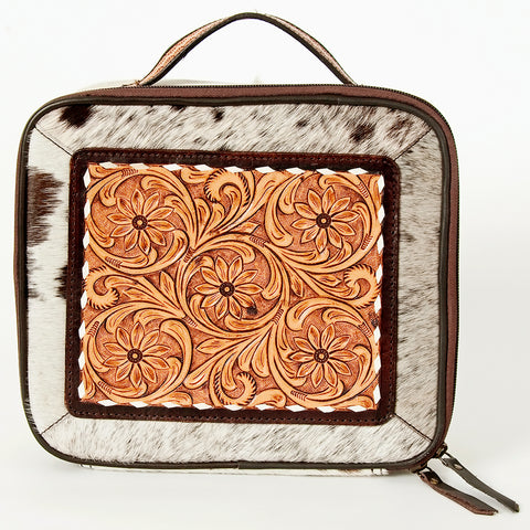 American Darling Floral Tooled Leather Cowhide Jewelry Organizer Box