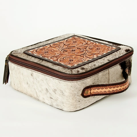 American Darling Floral Tooled Leather Cowhide Jewelry Organizer Box