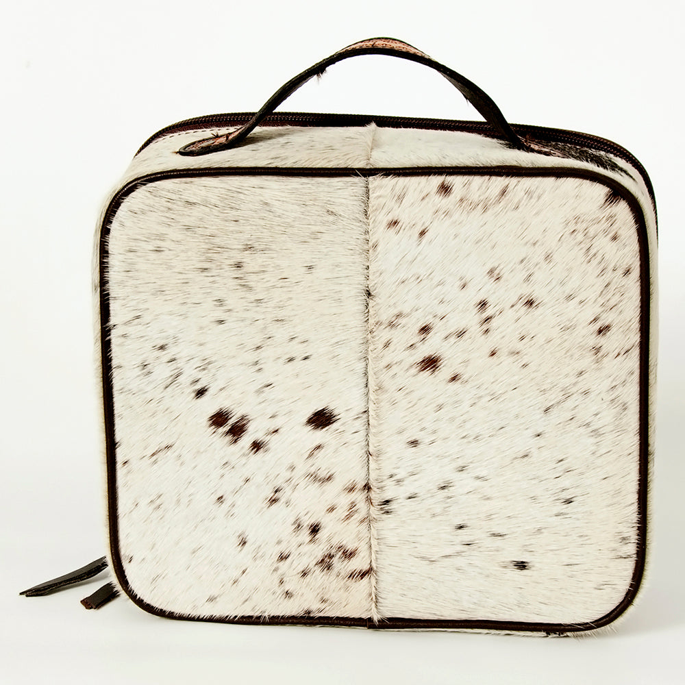 ADBGA225A American Darling Hair-On Cowhide Jewelry Case with Hand-Tooled Leather Panel