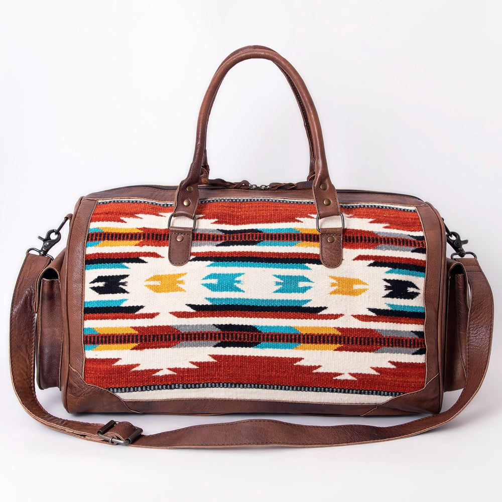 LC-ADBG605 Tooled Leather & Saddle Blanket Duffel Bag Western Travel Weekender by American Darling