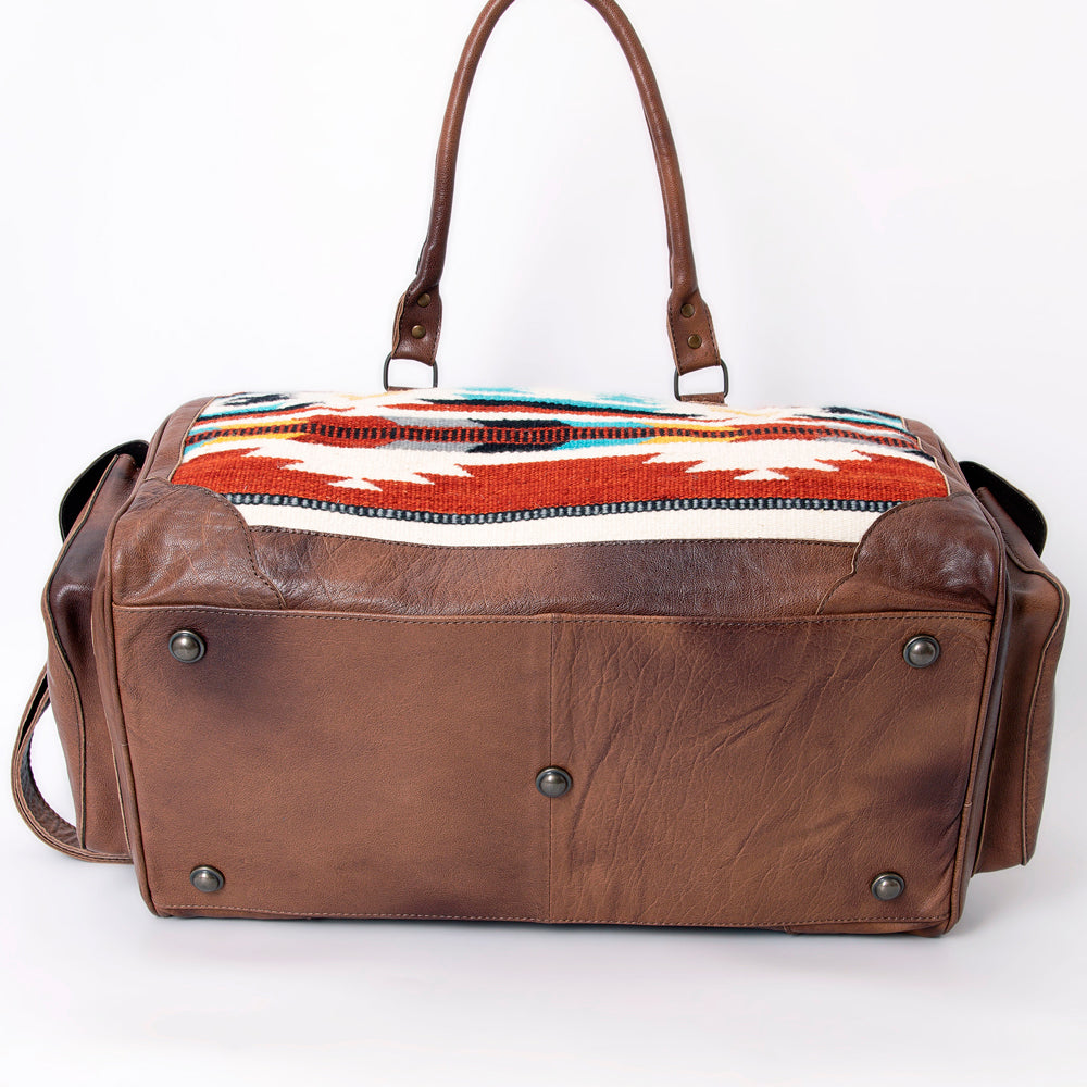 LC-ADBG605 Tooled Leather & Saddle Blanket Duffel Bag Western Travel Weekender by American Darling